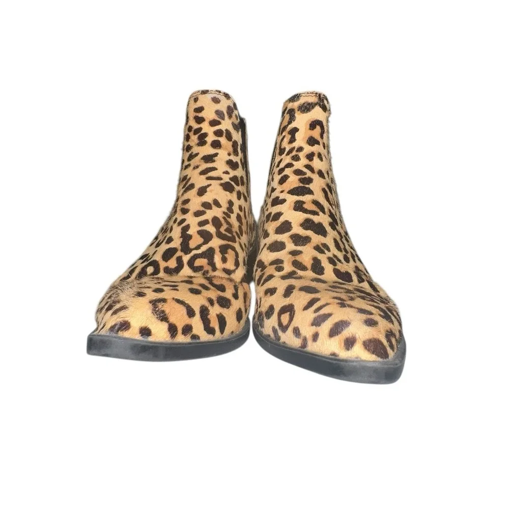 Steve Madden Womens Ankle Boots 7.5 Leopard Print Jerry Calf Hair Pull On Boots - Picture 3 of 10
